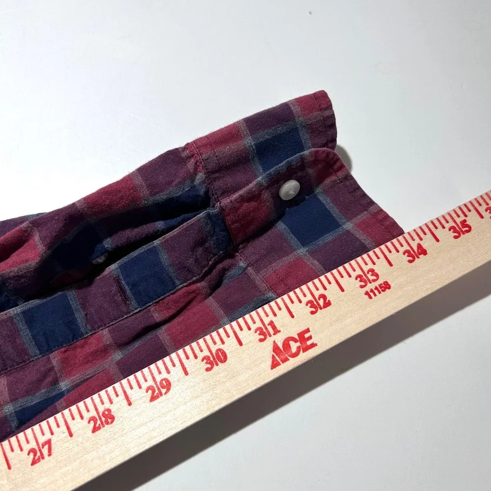 J. Crew Large Slim Fit Button Down Shirt Red Blue Plaid Cotton Casual Mens